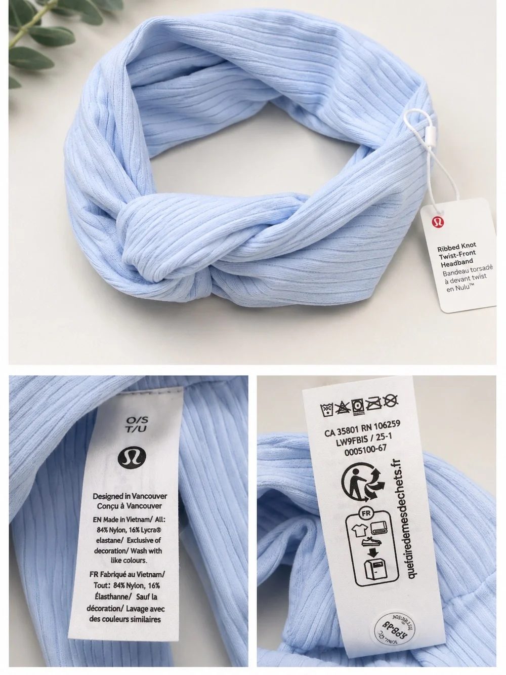 Lululemon Ribbed Nulu Twist-Front Headband Windmill Blue O/S NWT